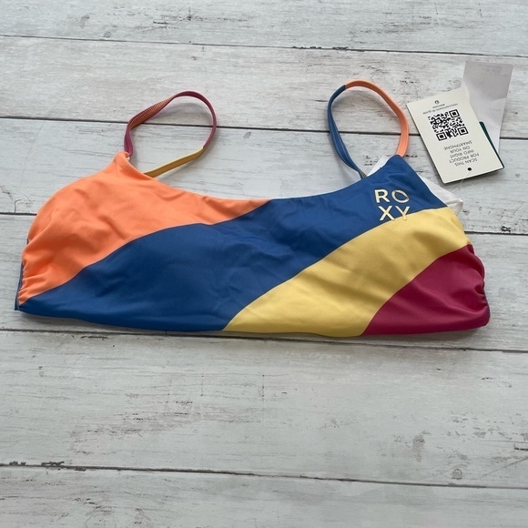 Roxy Pop Surf bralette bikini top bra Junior S boho color block coastal granny - Picture 4 of 12